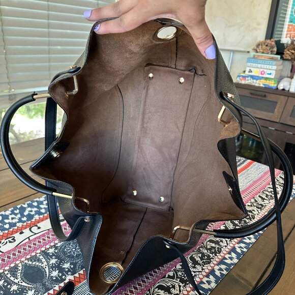 Sondra Roberts 'Squared' Faux Leather Tote Black, EUC - Picture 9 of 11